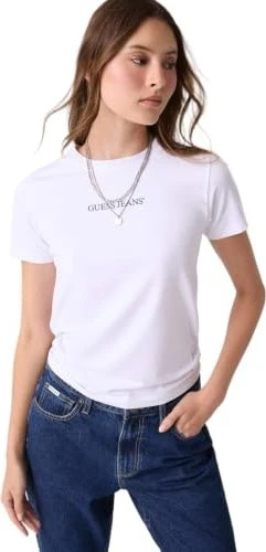 Guess Logo-Print T-Shirt kurzarm weiß (Damen)