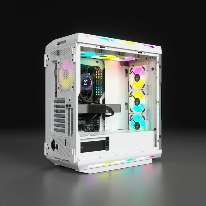Corsair iCue 5000T RGB TG, weiß, Glasfenster