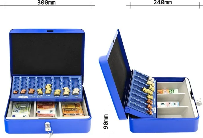 Rottner Wien Geldkassette, blau, Schlüsselschloss