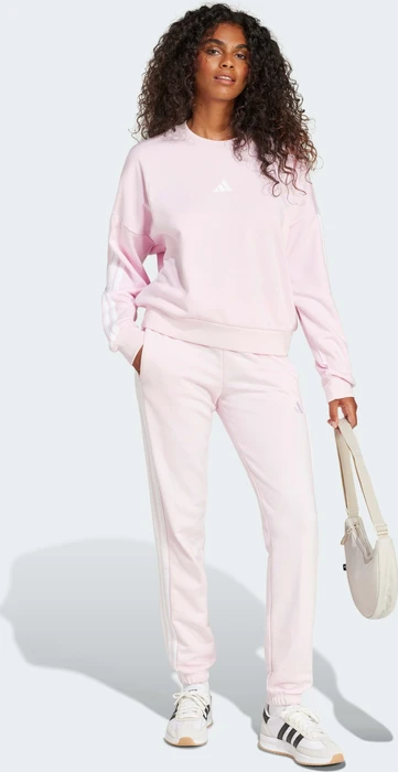 adidas Essentials 3-Streifen French Terry Cuffed Trainingshose lang clear pink/white (Damen)