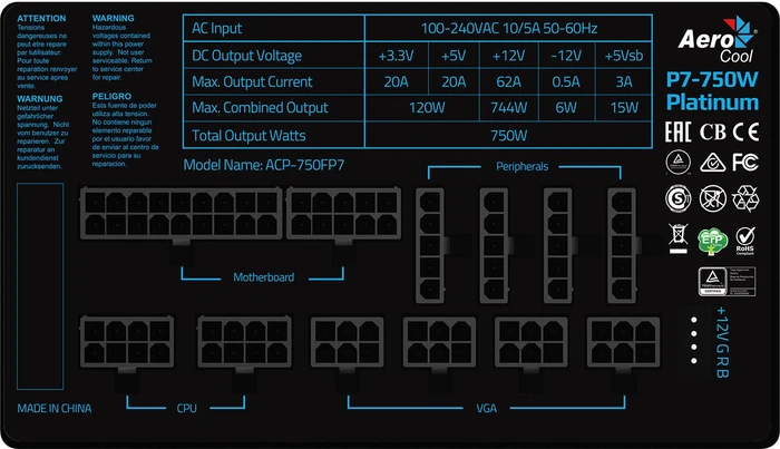 AeroCool Project 7 750W, ATX 2.4