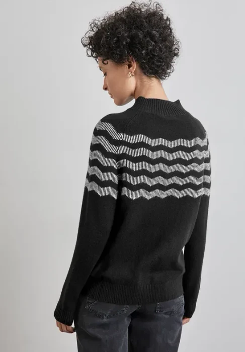 Street One Melange-Look Pullover schwarz (Damen)
