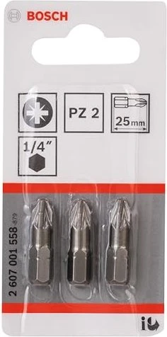 Bosch Professional Extra Hart Pozidriv Bit 1/4", PZ2x25mm, 3 Stück