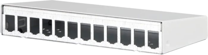 Metz Modulgehäuse, Aufputz Patchfeld, reinweiß, 12-Port, 1HE, weiß