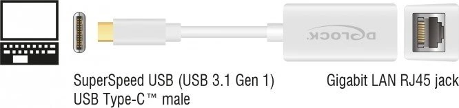 DeLOCK RJ-45 LAN-Adapter, USB-C 3.0 [Stecker]