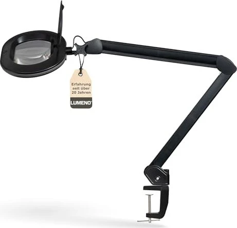 Lumeno LED Lupenleuchte 8615, 5 Dioptrien, 2.25x, mit Tischklemme schwarz