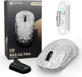 Attack Shark RS3 ULTRA Carbon Fiber 8KHz Wireless, Forged Silver, inkl. C06 Ultra LED Kabel, USB/Bluetooth