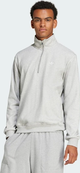 adidas Trefoil Essentials Waffle 1/2 Zip Sweatshirt medium grey heather (Herren)
