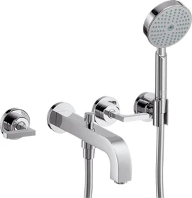 Hansgrohe Axor Uno Waschbeckenarmatur 250 mit Bügelgriff für Waschschüsseln und Ablaufgarnitur brushed nickel