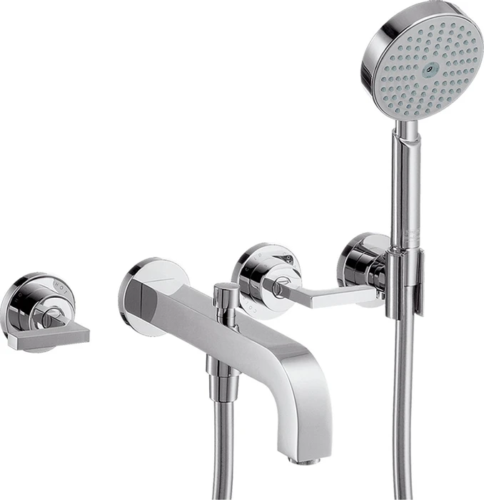 Hansgrohe Axor Uno Waschbeckenarmatur 250 mit Bügelgriff für Waschschüsseln und Ablaufgarnitur brushed nickel