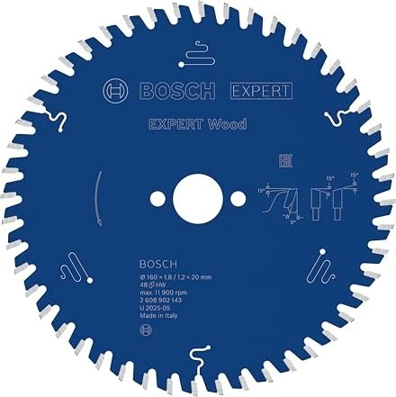 Bosch Professional Expert Wood Kreissägeblatt 48Z, 185x1.2x20mm, 1 Stück