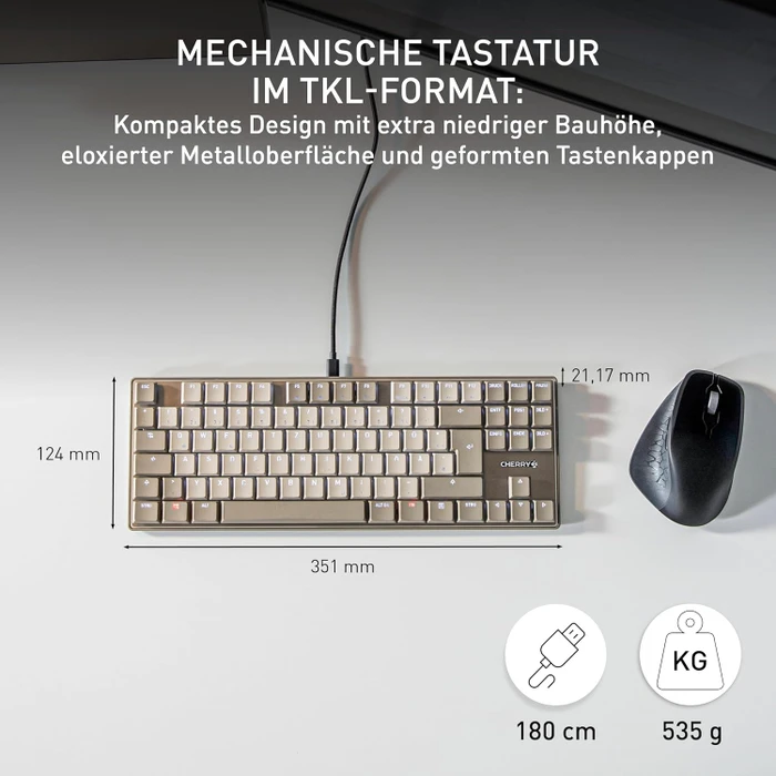 Cherry KC 500 MX LP TKL, warm grey, MX LOW PROFILE 2.0 IVORY, USB, DE