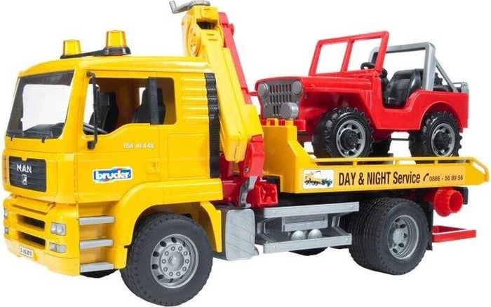 Bruder Profi-Serie MAN TGA Abschlepp-LKW mit Geländewagen