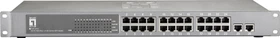LevelOne FGP-2410 Rackmount Switch, 24x RJ-45, 2x RJ-45/SFP, 240W PoE+ (FGP-2410 / 570748)