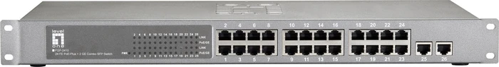 LevelOne FGP-2410 Rackmount Switch, 24x RJ-45, 2x RJ-45/SFP, 240W PoE+