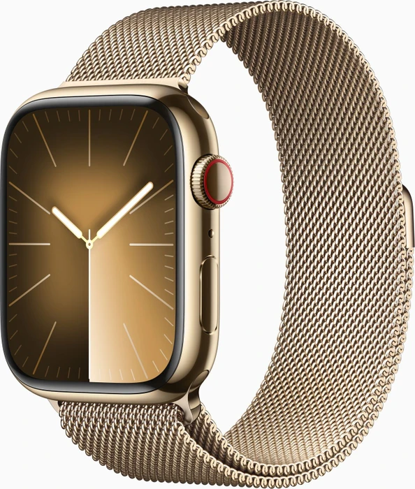 Apple Watch Series 9 (GPS + Cellular) 45mm Edelstahl gold mit Milanaise-Armband gold
