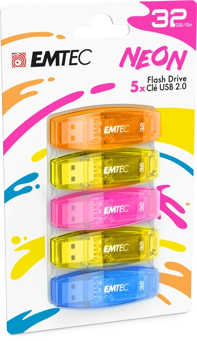 Emtec C410 Neon 32GB, USB-A, USB 2.0, 5er-Pack