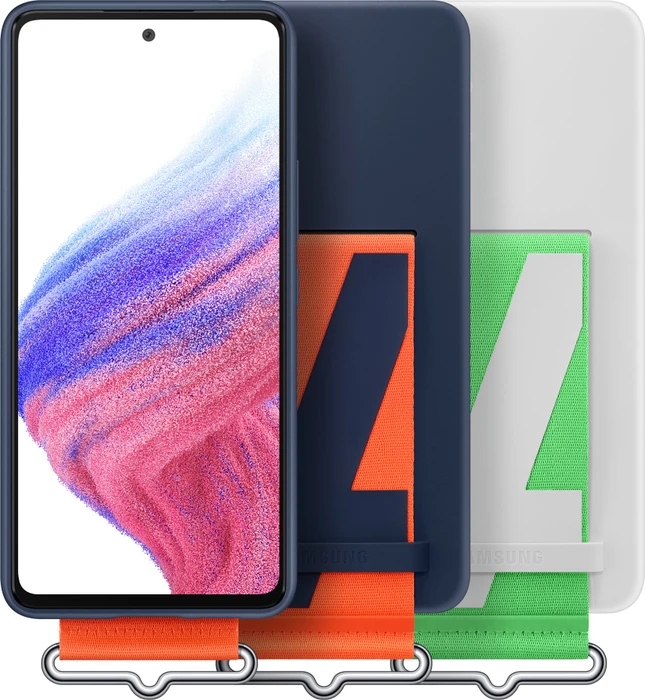 Samsung Silicone Cover with Strap für Galaxy A53 5G navy