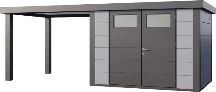 Telluria Classico 3024 Gerätehaus inkl. Anbau 2.84m links hellgrau
