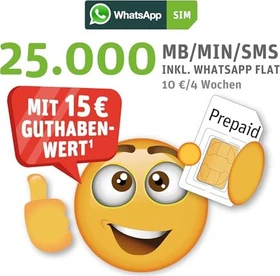 WhatsApp SIM inkl. 15 Euro Startguthaben