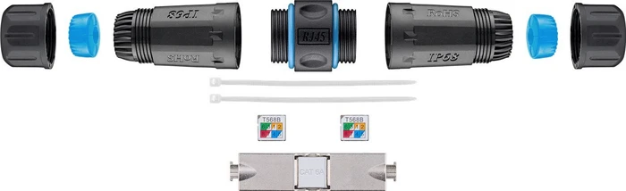 Wentronic Goobay Verbinder für Netzwerkkabel, Cat6a STP Modularstecker, Outdoor