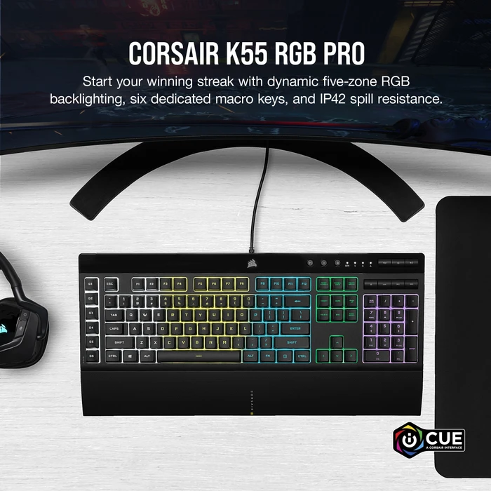 Corsair Gaming K55 RGB PRO, USB, PT