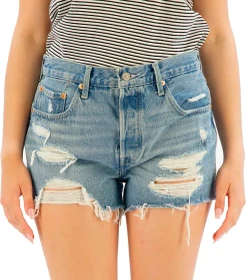 Levi's 501 Original Shorts Jeans light indigo/destrcuted (Damen)