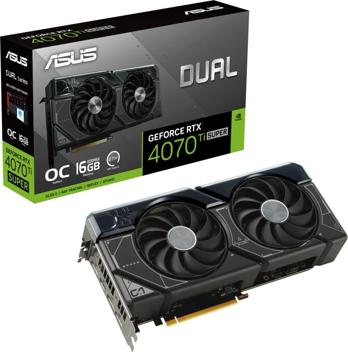 ASUS Dual GeForce RTX 4070 Ti SUPER OC, DUAL-RTX4070TIS-O16G, 16GB GDDR6X, HDMI, 3x DP
