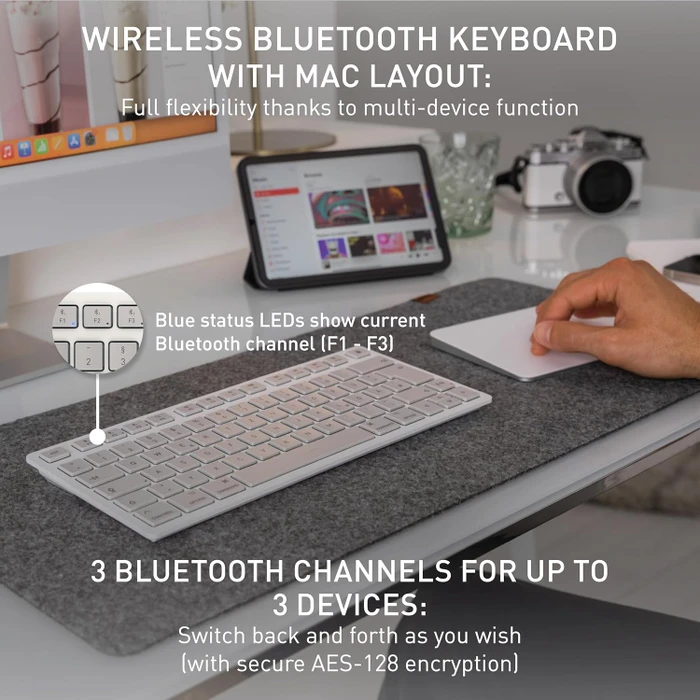 Cherry KW 7100 Mini BT for Mac, weiß/grau, Bluetooth, UK