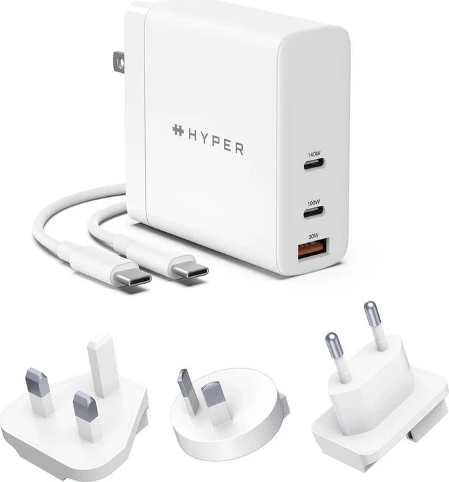 Targus HyperJuice USB-C Netzteil, 2x USB-C + 1x USB-A, inkl. USB-C-Ladekabel, 140W