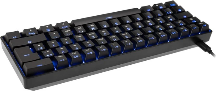HK Gaming GK61, 60% Layout, LEDs RGB, Black, schwarz, Gateron Optical BLUE, USB, DE