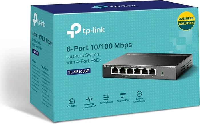 TP-Link TL-SF1000 Desktop Switch, 6x RJ-45, 67W PoE+