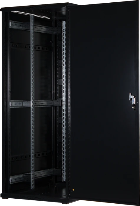 Rockstable 19" Serverschrank 42HE, Sicherheitsglastür, IP2X, schwarz, 1200mm tief