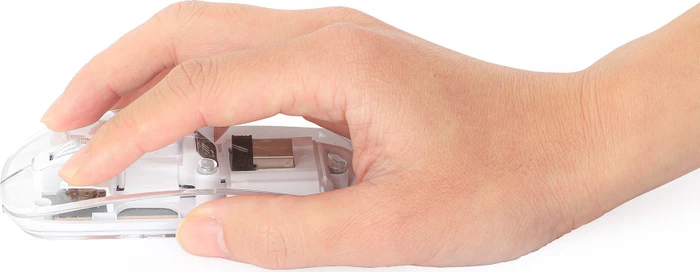 Manhattan Transparent Rechargeable Wireless Mouse, transparent/weiß, USB