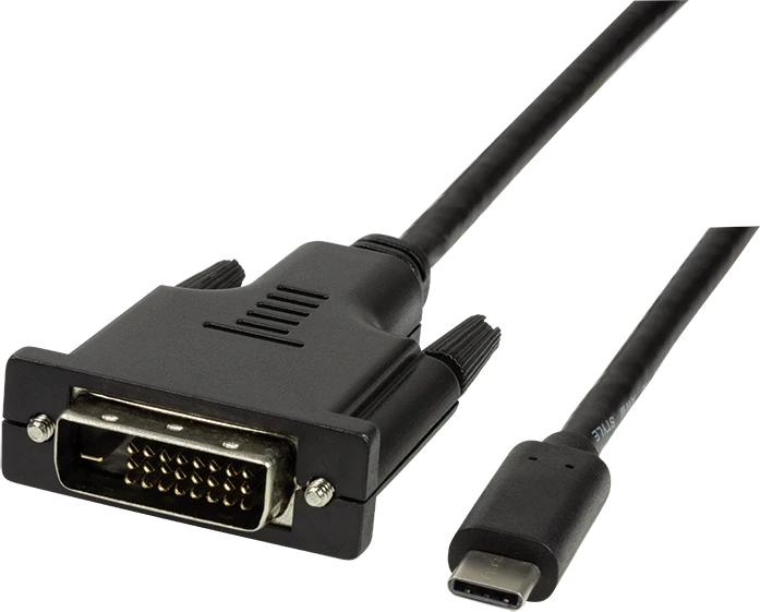 LogiLink USB-C [Stecker] auf DVI [Stecker] Adapterkabel schwarz, 1.8m