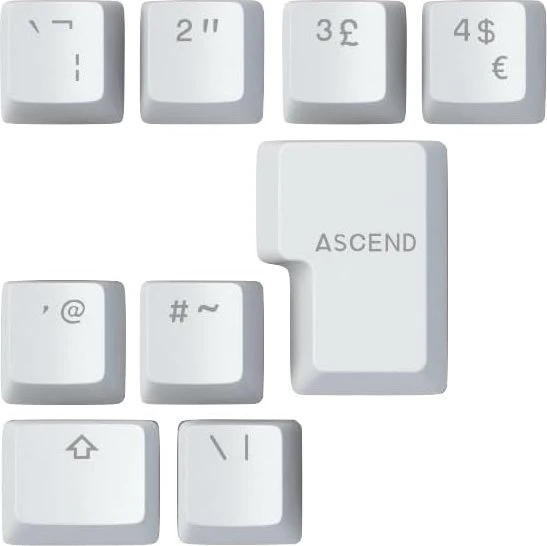 Glorious GMMK V2 Keycap UK English Expansion Set, Kunststoff (ABS) Double-Shot, weiß, 9 Tasten, ISO-UK