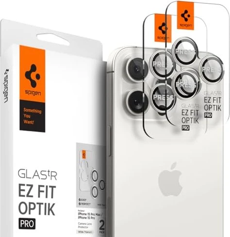 Spigen GLAS.tR EZ Fit Optik Pro Lens Protector für Apple iPhone 16 Pro/16 Pro Max white titanium