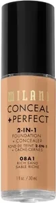 Milani Conceal + Perfect 2-in-1 Foundation + Concealer 08A1 rich sand, 30ml