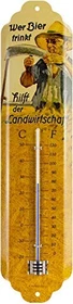 Nostalgic Art Retro Thermometer Wer Bier trinkt hilft der Landwirtschaft, analog