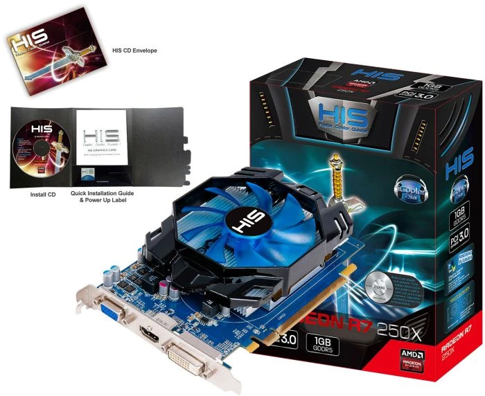 HIS Radeon R7 250X iCooler, 1GB GDDR5, VGA, DVI, HDMI