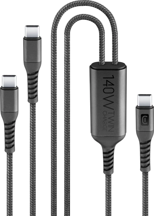 Cellularline Twin Charge Cable USB-C to USB-C schwarz