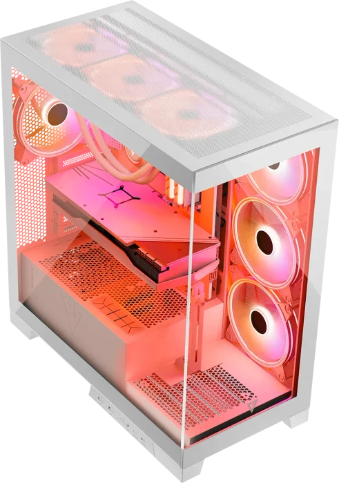 Modecom Volcano Space Apex ARGB Midi White, weiß, Glasfenster