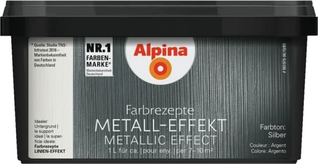 Alpina Farben Farbrezepte Innenfarbe metall-effekt silber, 1l