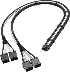 EZDIY-FAB 12VHPWR Kabel, 4x 8-Pin PCIe Buchse auf 16-Pin PCIe 5.0 12VHPWR Stecker, Adapterkabel, 16AWG, schwarz/weiß, 50cm