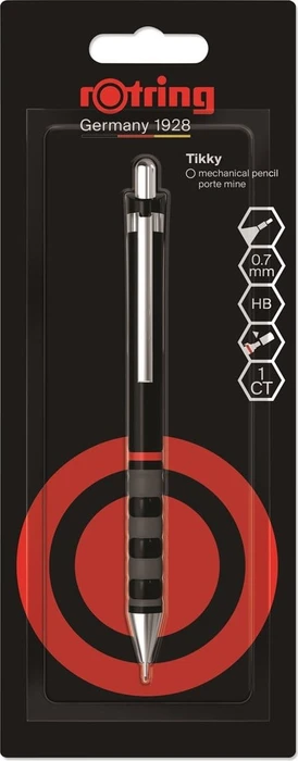 rOtring Tikky Druckbleistift HB 0.7mm graphit, schwarz, Blister, Radierer