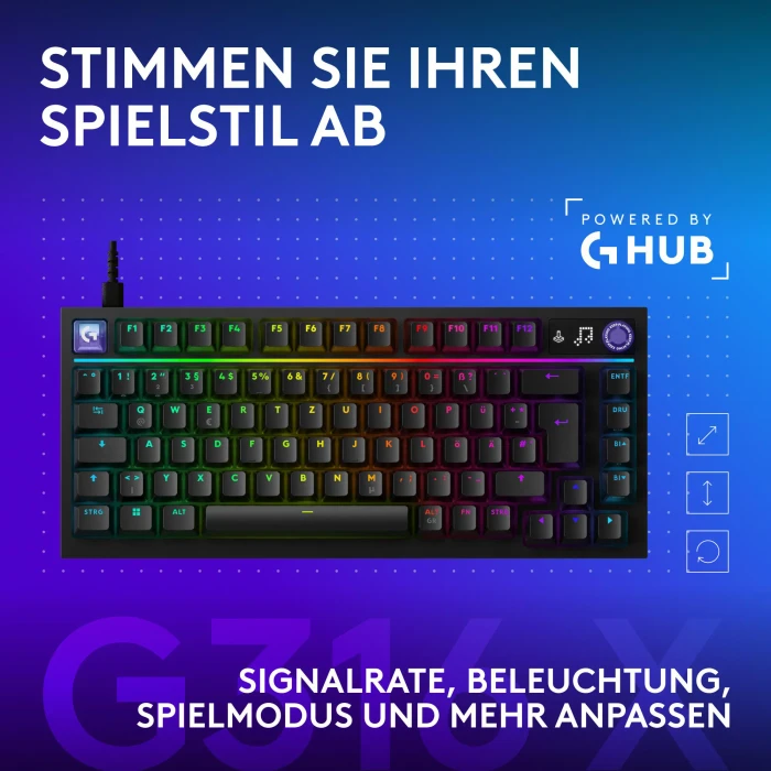 Logitech G316 X 75, schwarz, Tactile Switch, USB, DE