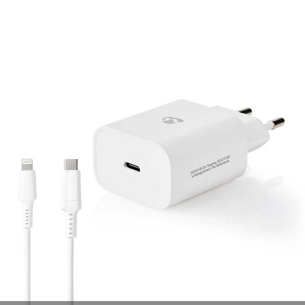 Nedis 20W USB-C Schnellladegerät mit Power Delivery inkl. 1.0m Lightning-Kabel weiß