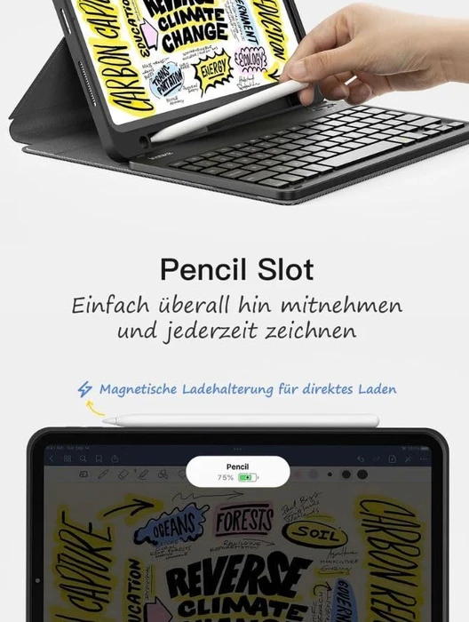 Inateck Ultraleicht Tastatur Hülle für iPad 11 A16/iPad Air 7/iPad Pro 11", schwarz, DE