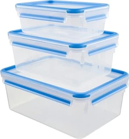 Emsa Clip&Close rechteckig Aufbewahrungsbehälter-Set blau, 3-tlg.