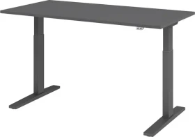 Hammerbacher Ergonomic Aktiv XMKA16 elektrisch höhenverstellbarer Sitz-Steh-Schreibtisch 160x80cm grau/grau
